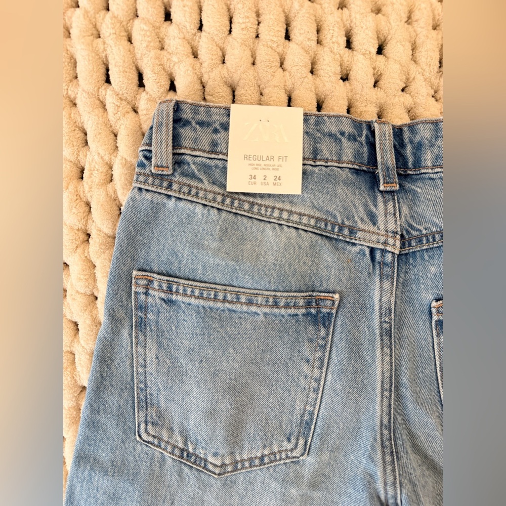 ZARA High-Waist Regular Fit Blue – Size 2 (EU 34) - Picture 10 of 13